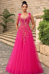Sleeveless V-Neck Sequins Tulle Ball-Gown/Princess Maxi Dress