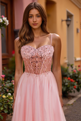 Strapless Sweetheart Rhinestone Sequins Tulle Ball-Gown/Princess Maxi Dress