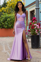 Spaghetti Straps V-Neck Sequins Jersey Trumpet/Mermaid Maxi Dress With Leg Slit