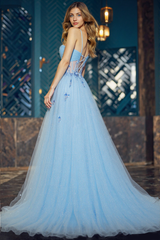 Sleeveless Sweetheart Sequins 3D Floral Tulle Ball-Gown/Princess Maxi Dress