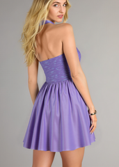 Ball-Gown/Princess Sleeveless Short Metallic Homecoming Dress With Pleated