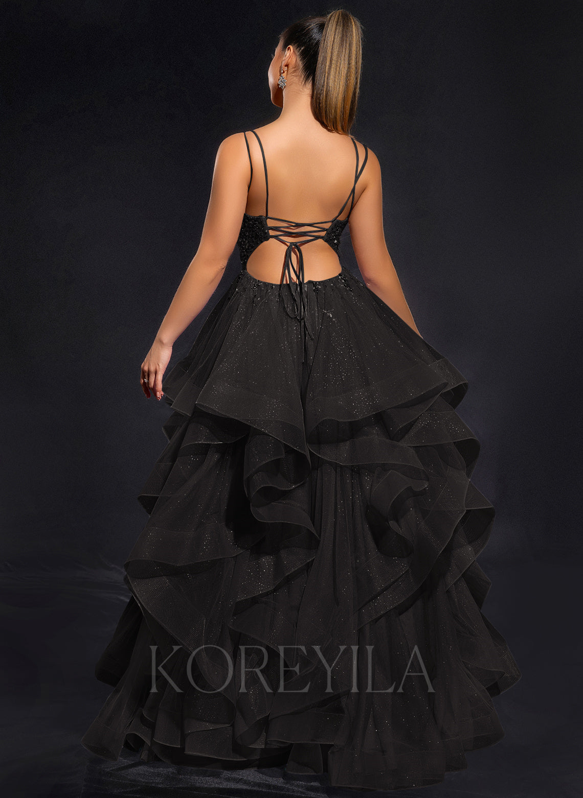 Ball-Gown/Princess Scoop Floor-Length Tulle Maxi Dresses With Rhinestone Beading