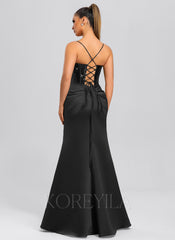 Sheath/Column Cowl Floor-Length Sequin Satin Maxi Dresses With Sequins