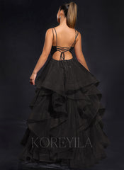 Ball-Gown/Princess Scoop Floor-Length Tulle Maxi Dresses With Rhinestone Beading