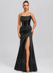 Sheath/Column Cowl Floor-Length Sequin Satin Maxi Dresses With Sequins