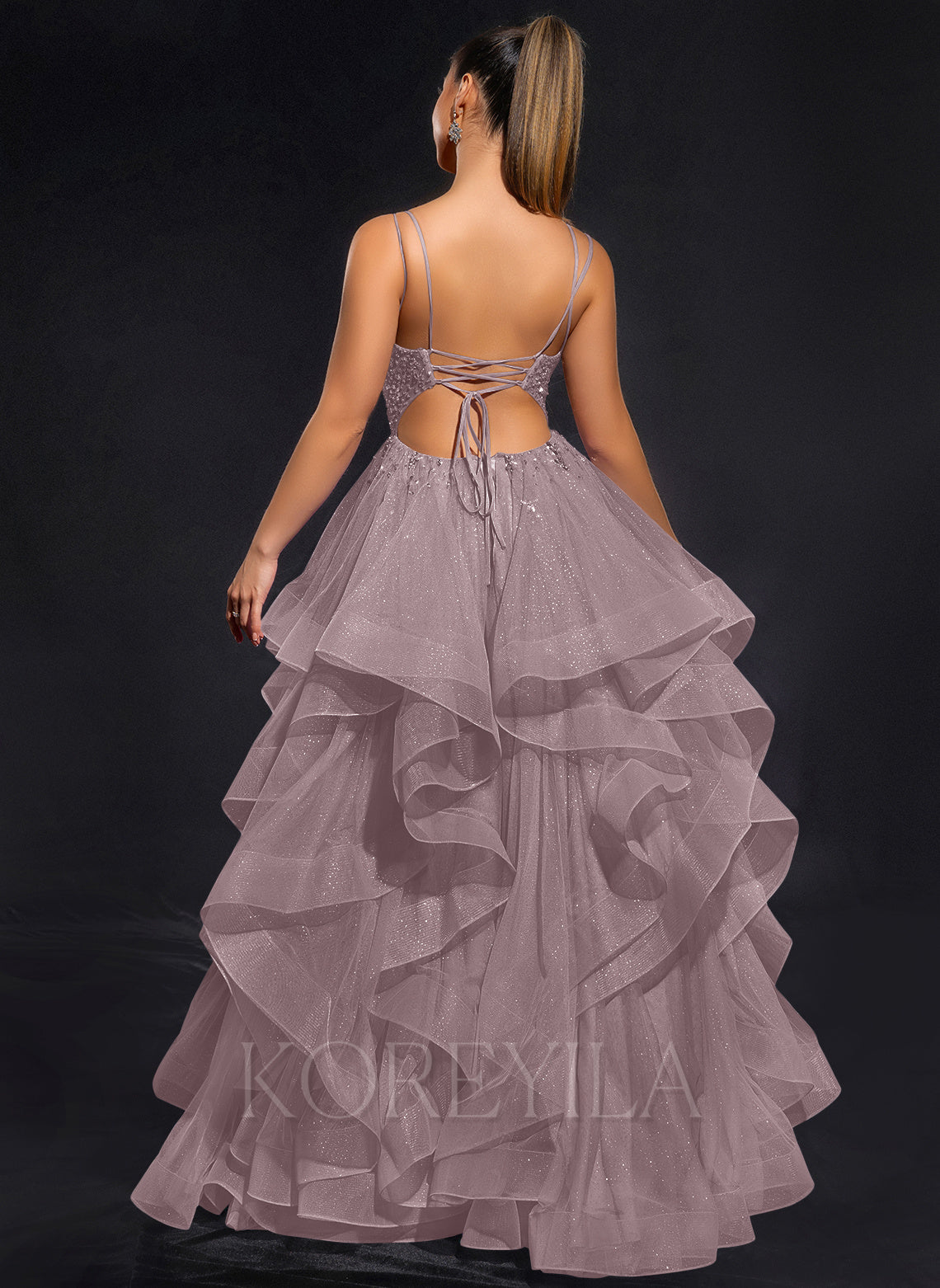 Ball-Gown/Princess Scoop Floor-Length Tulle Maxi Dresses With Rhinestone Beading