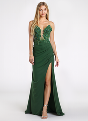 A-line V-Neck Sweep Train Jersey Maxi Dresses With Sequins