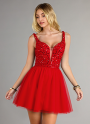 Ball-Gown/Princess V-Neck Short Tulle Homecoming Dress With Sequins