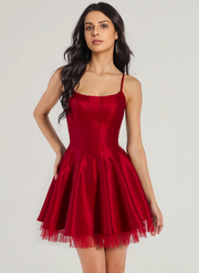 Ball-Gown/Princess Square Short Satin Mini Dress