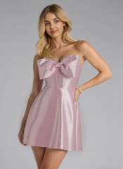 Bodycon Sweetheart Short Satin Mini Dress With Rhinestone