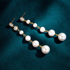 Charming Wedding Cubic Zirconia Pearl Earrings For Bride