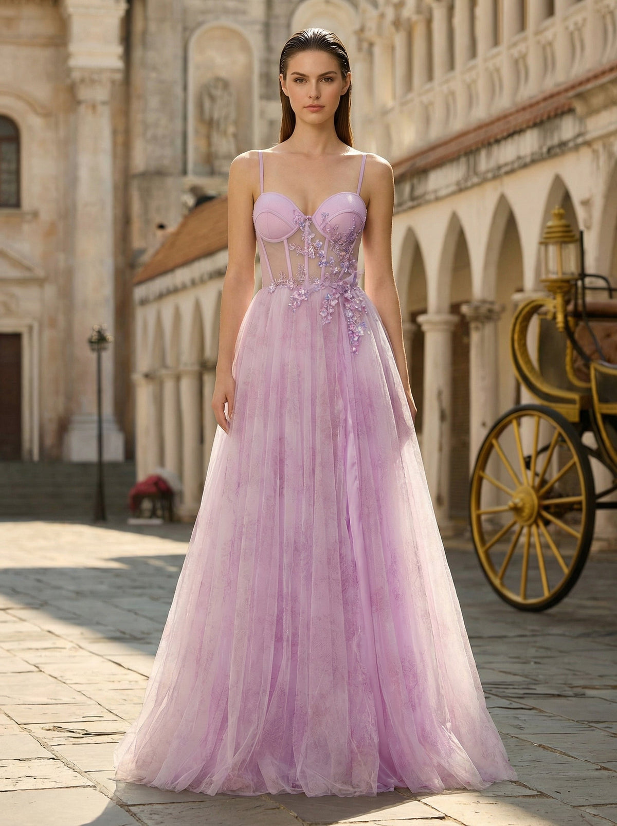 Ball-Gown/Princess Sweetheart Floor-Length Jersey Maxi Dresses With 3D Floral Sequins Appliques Lace
