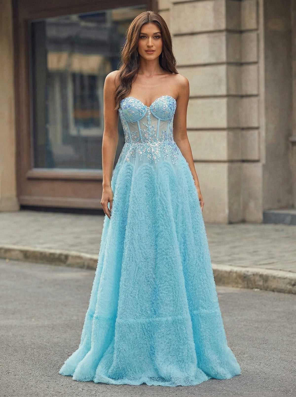 Ball-Gown/Princess Sweetheart Sweep Train Tulle Maxi Dresses With Sequins