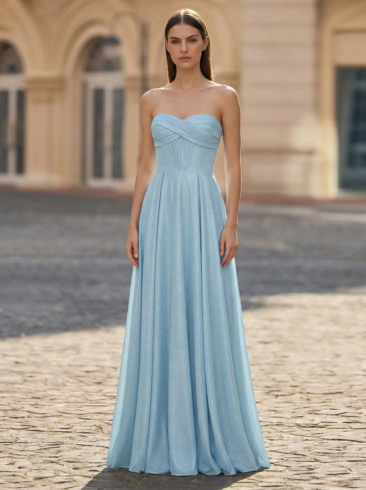 A-line Sweetheart Floor-Length Jersey Prom Dresses With Pleated