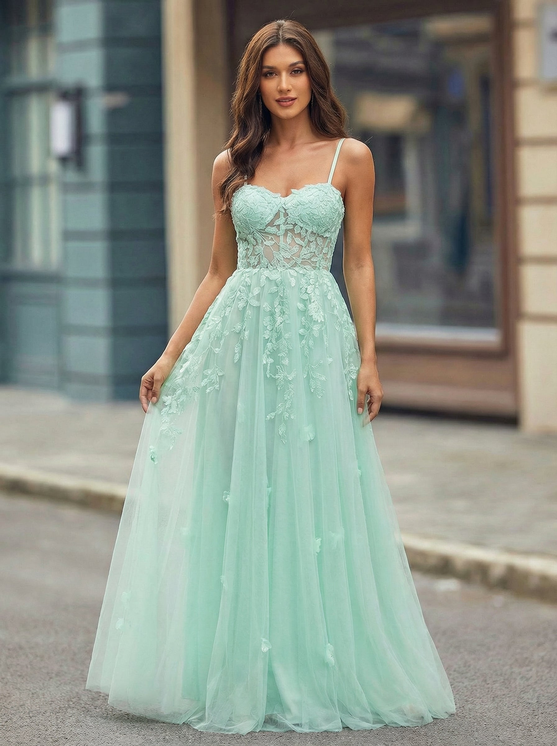 Sleeveless Sweetheart 3D Floral Tulle Trumpet/Mermaid Maxi Dress