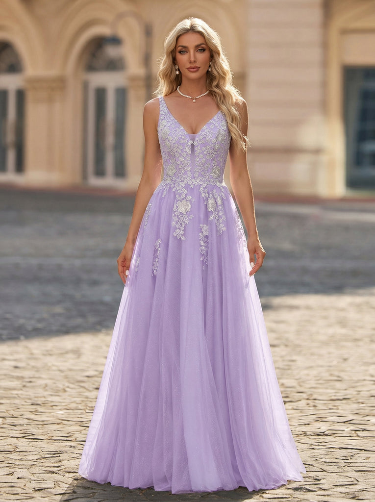 Sleeveless V-Neck Sequins Tulle Ball-Gown/Princess Maxi Dress KOREYILA Sleeveless V-Neck Sequins Tulle Ball-Gown/Princess Maxi Dress KOREYILA