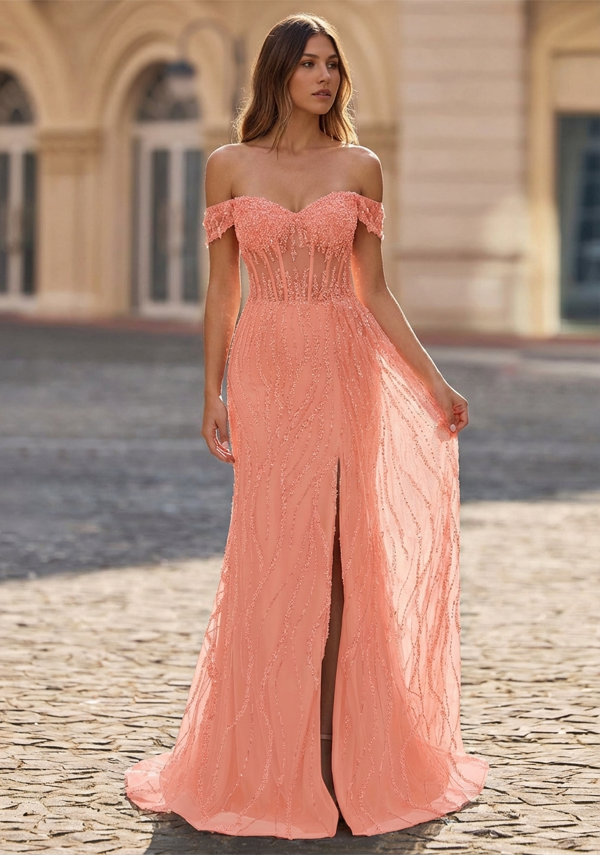 Trumpet/Mermaid Off the Shoulder Sweep Train Sequin Maxi Dresses With Sequins