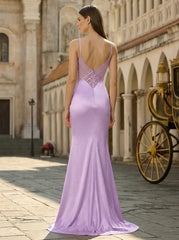 Trumpet/Mermaid V-Neck Sweep Train Jersey Maxi Dresses