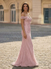 Trumpet/Mermaid Off the Shoulder Sweep Train Sequin Maxi Dresses With Sequins