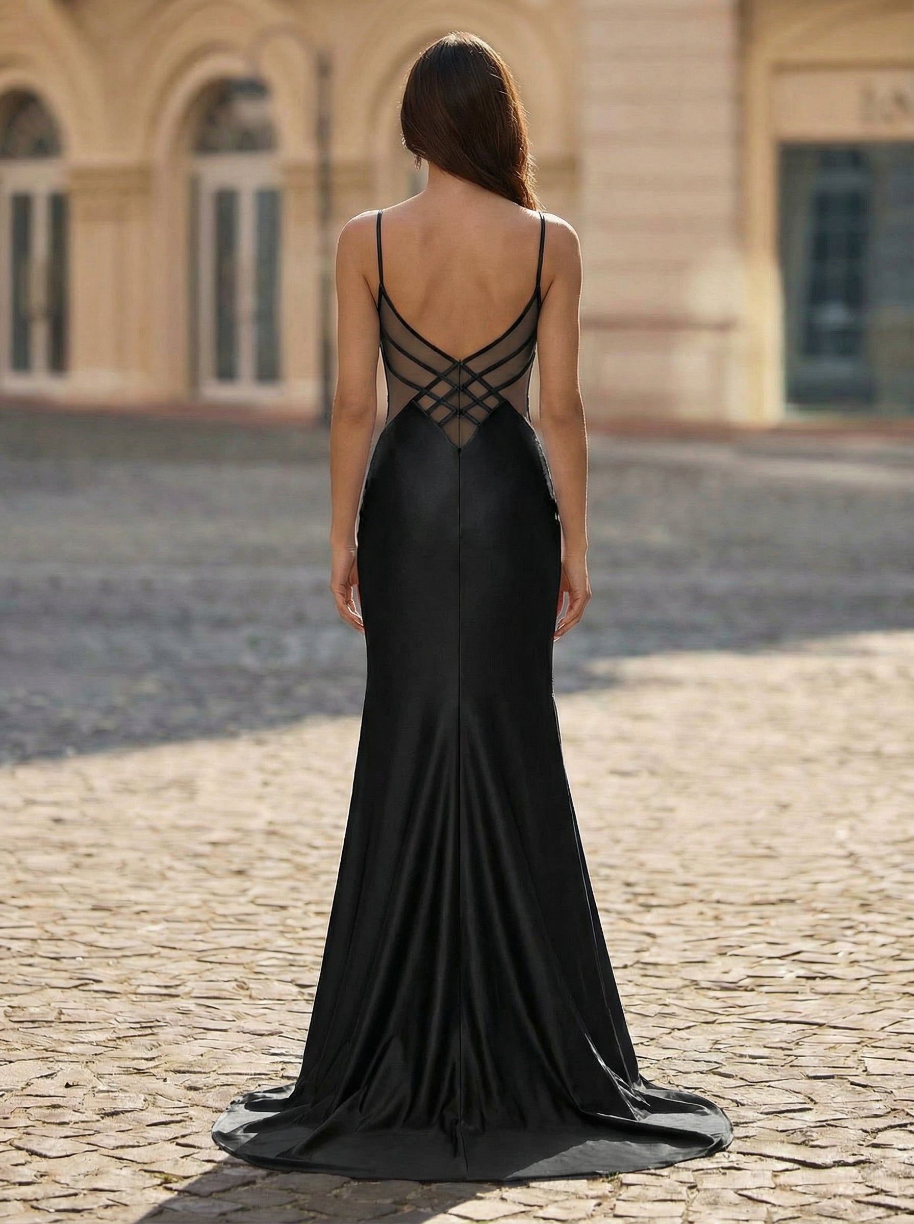 Trumpet/Mermaid V-Neck Sweep Train Jersey Maxi Dresses