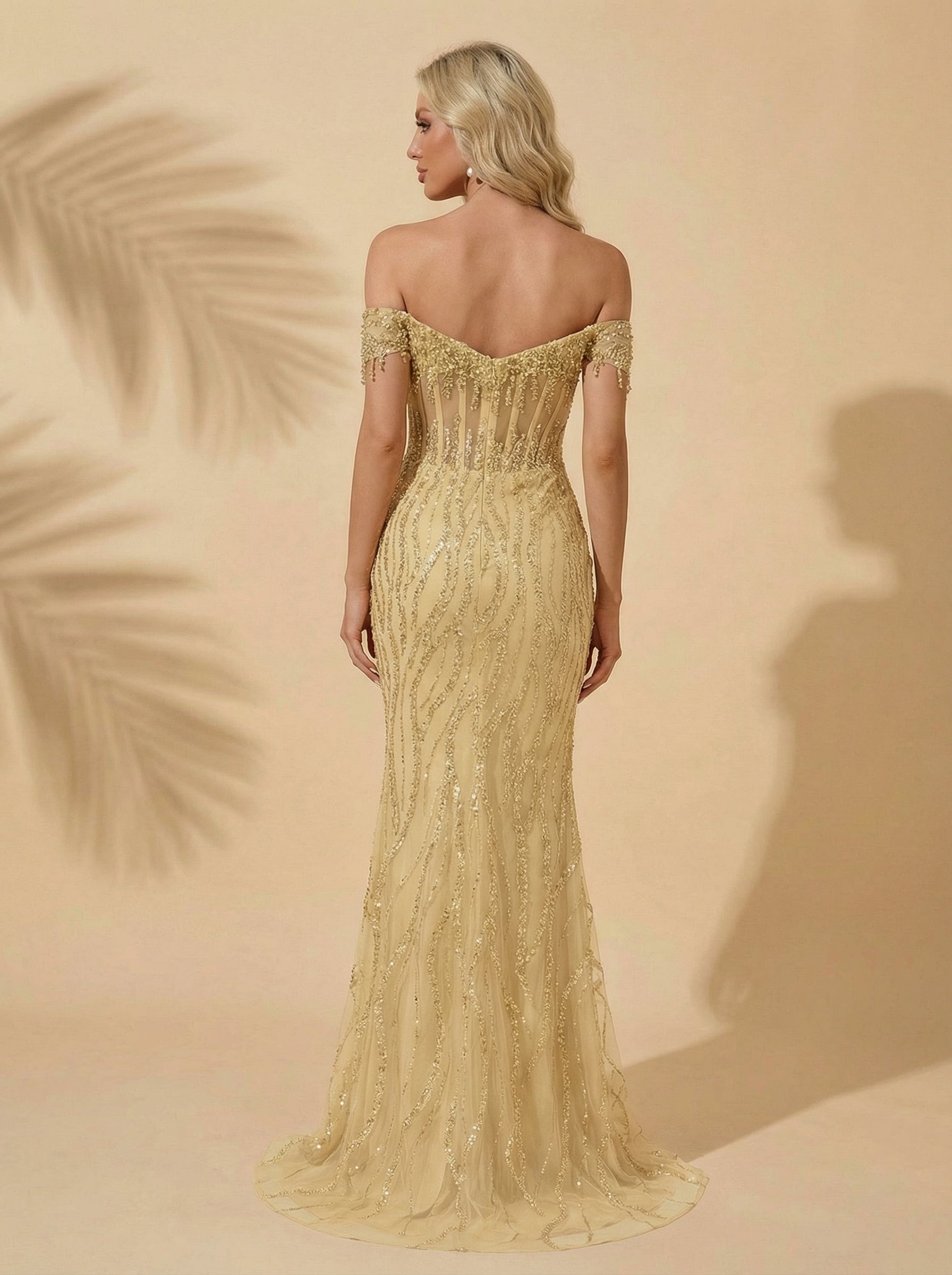Trumpet/Mermaid Off the Shoulder Sweep Train Sequin Maxi Dresses With Sequins