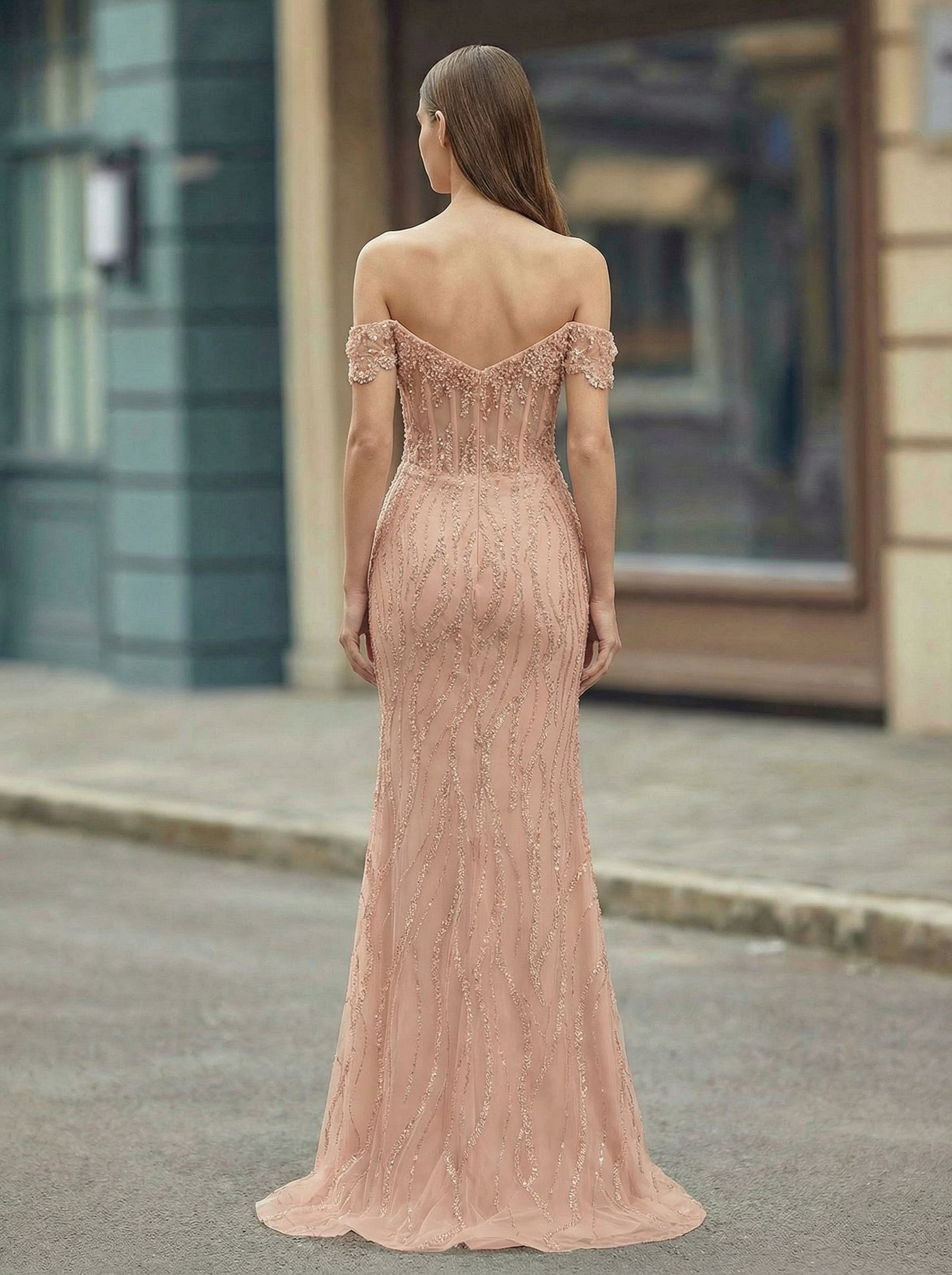 Trumpet/Mermaid Off the Shoulder Sweep Train Sequin Maxi Dresses With Sequins