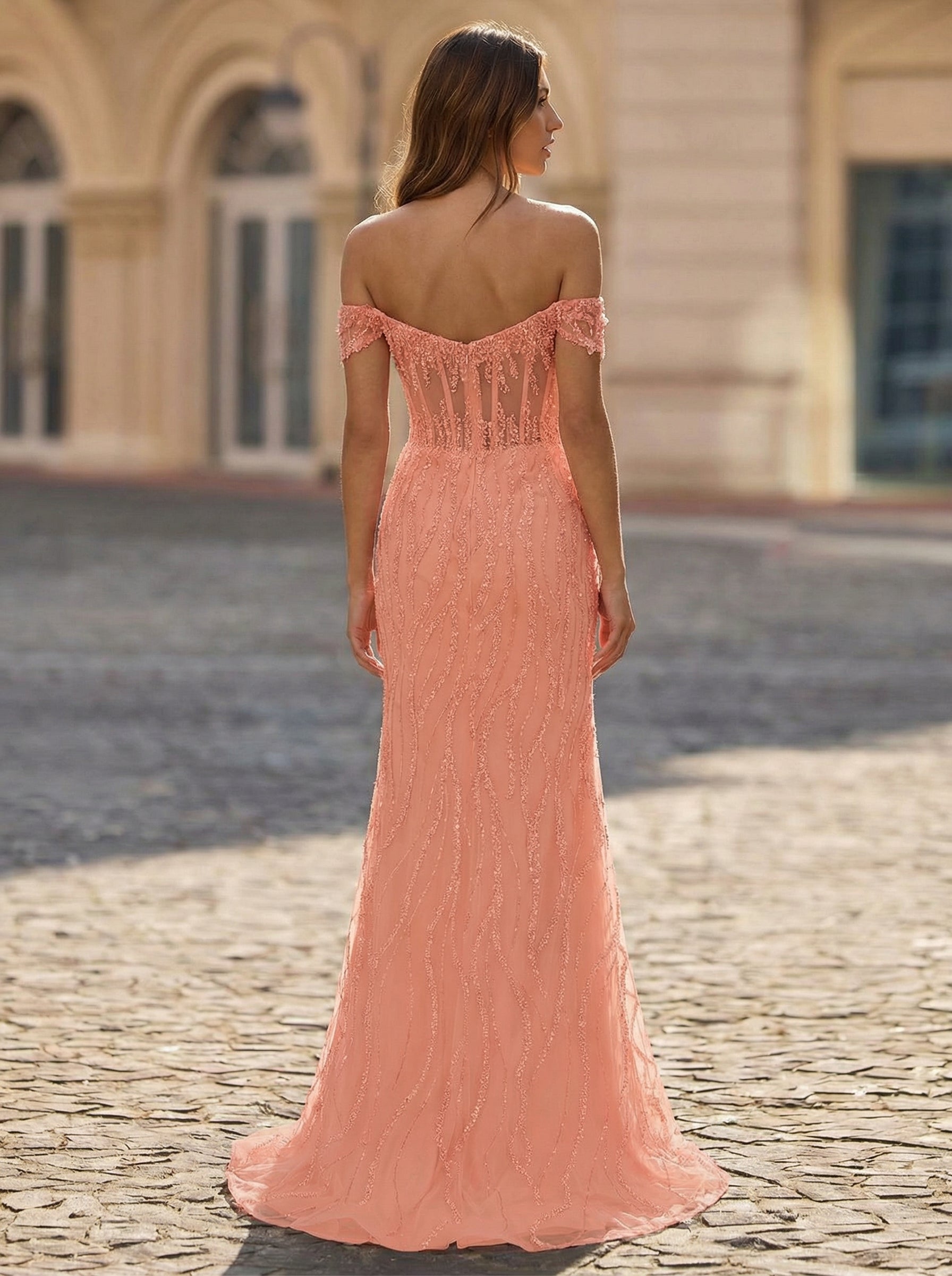 Trumpet/Mermaid Off the Shoulder Sweep Train Sequin Maxi Dresses With Sequins