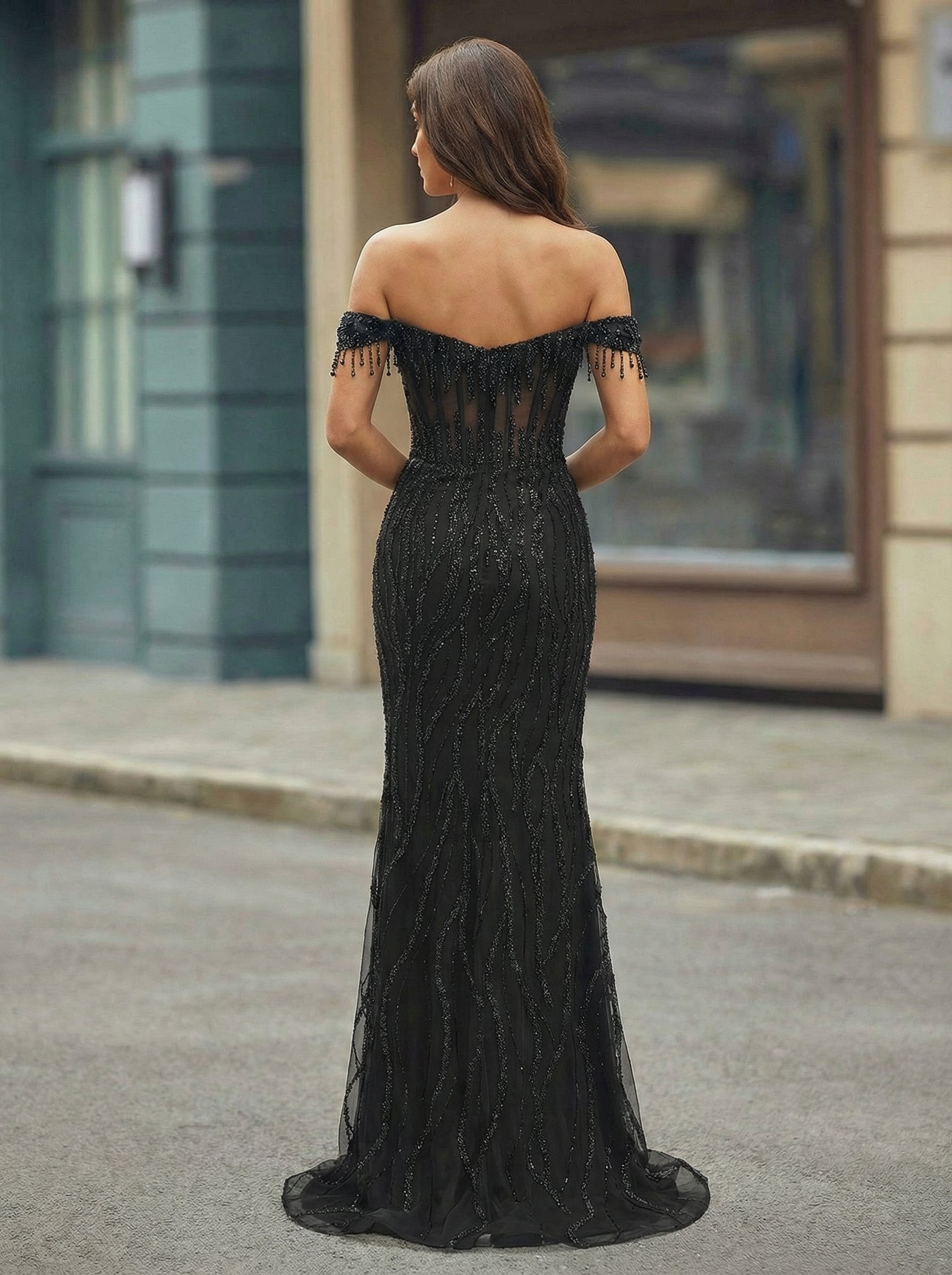 Trumpet/Mermaid Off the Shoulder Sweep Train Sequin Maxi Dresses With Sequins