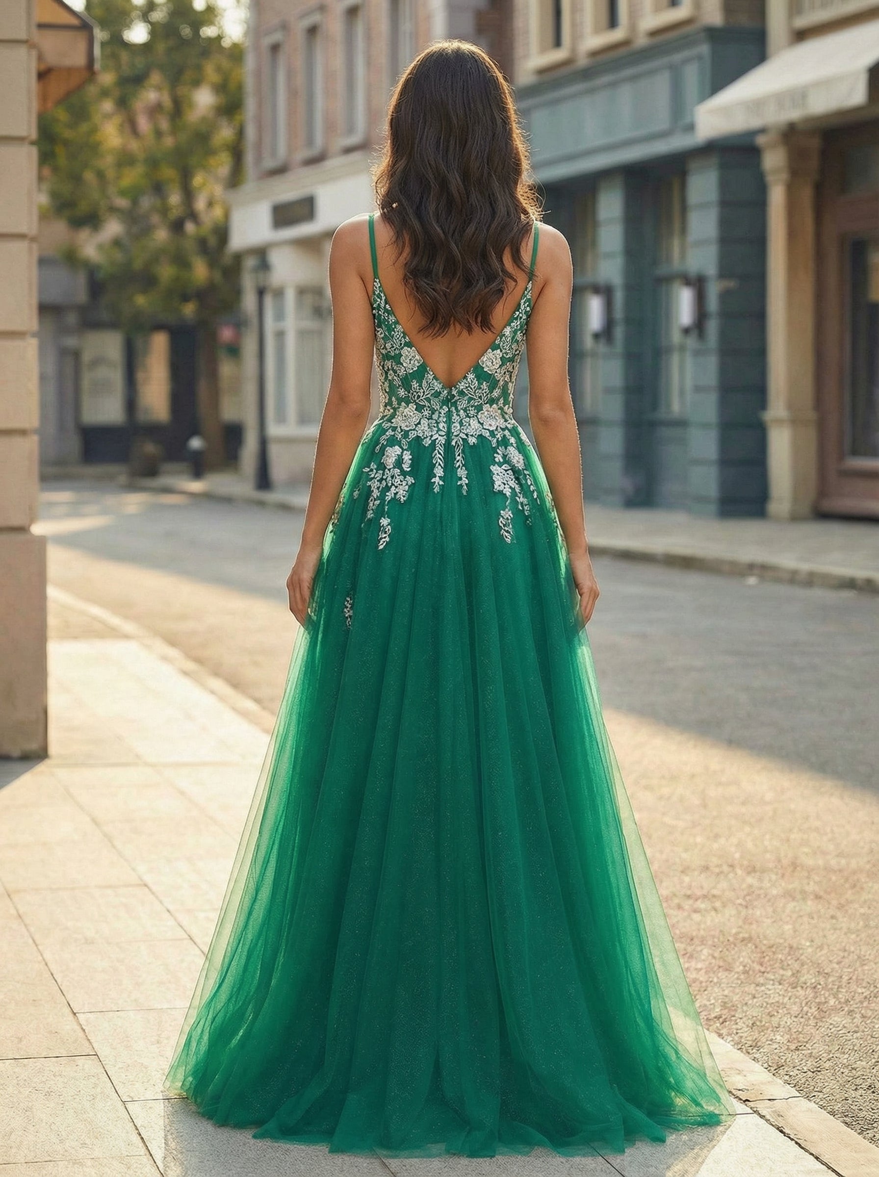 Sleeveless V-Neck Sequins Tulle Ball-Gown/Princess Maxi Dress