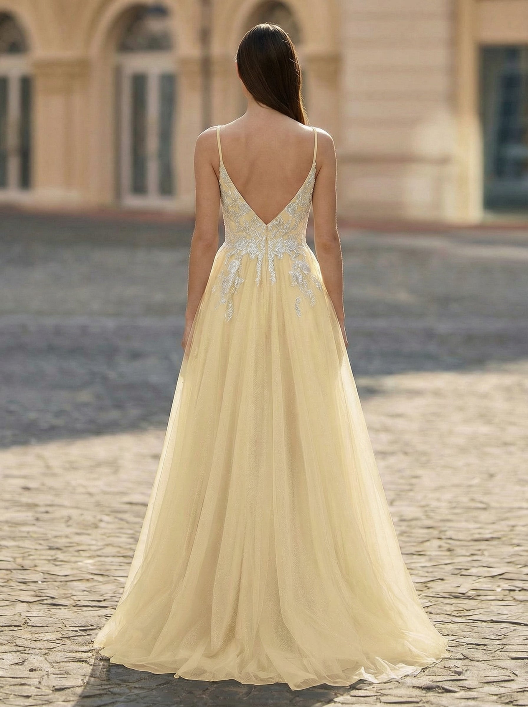Sleeveless V-Neck Sequins Tulle Ball-Gown/Princess Maxi Dress