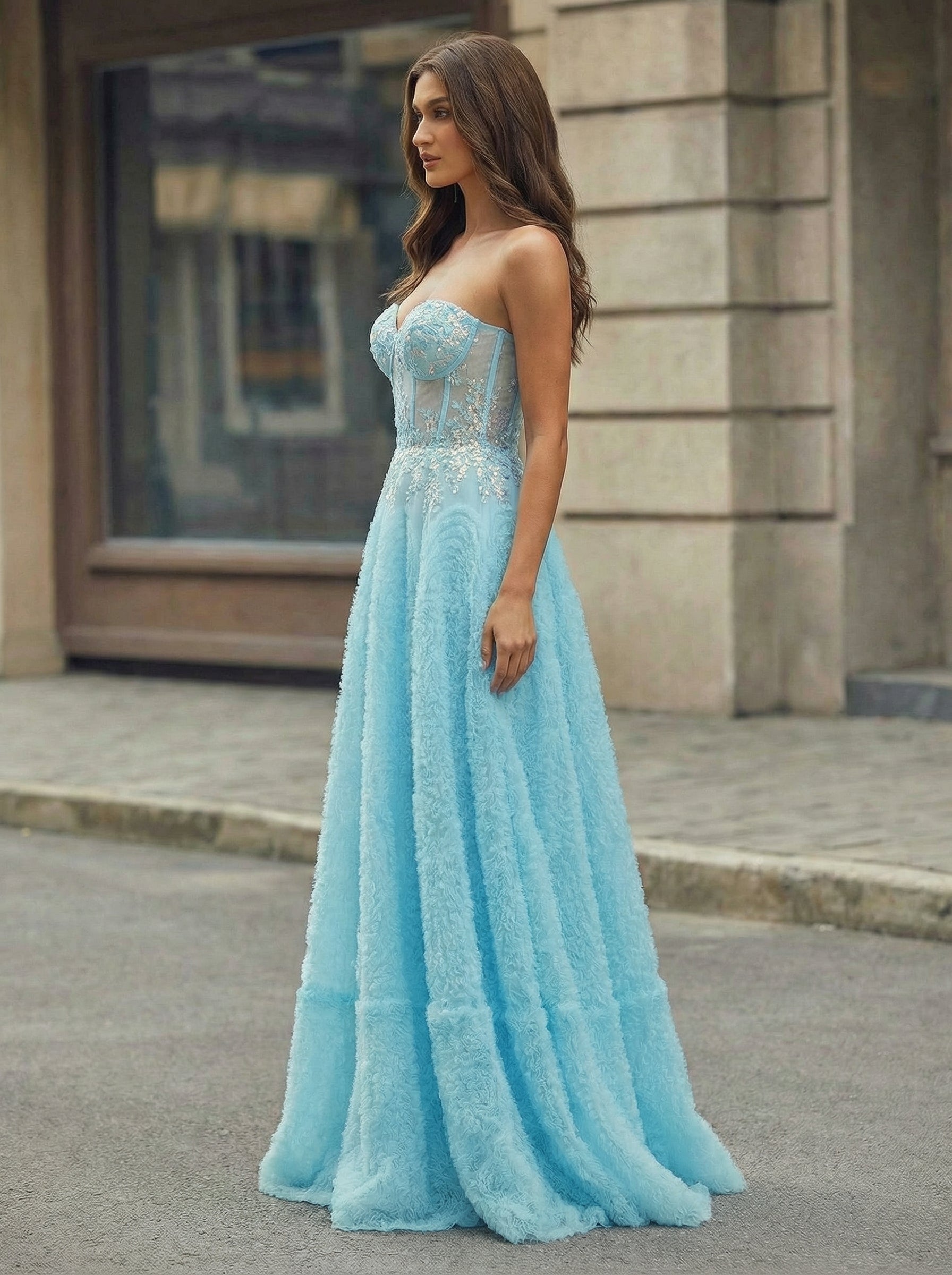 Ball-Gown/Princess Sweetheart Sweep Train Tulle Maxi Dresses With Sequins