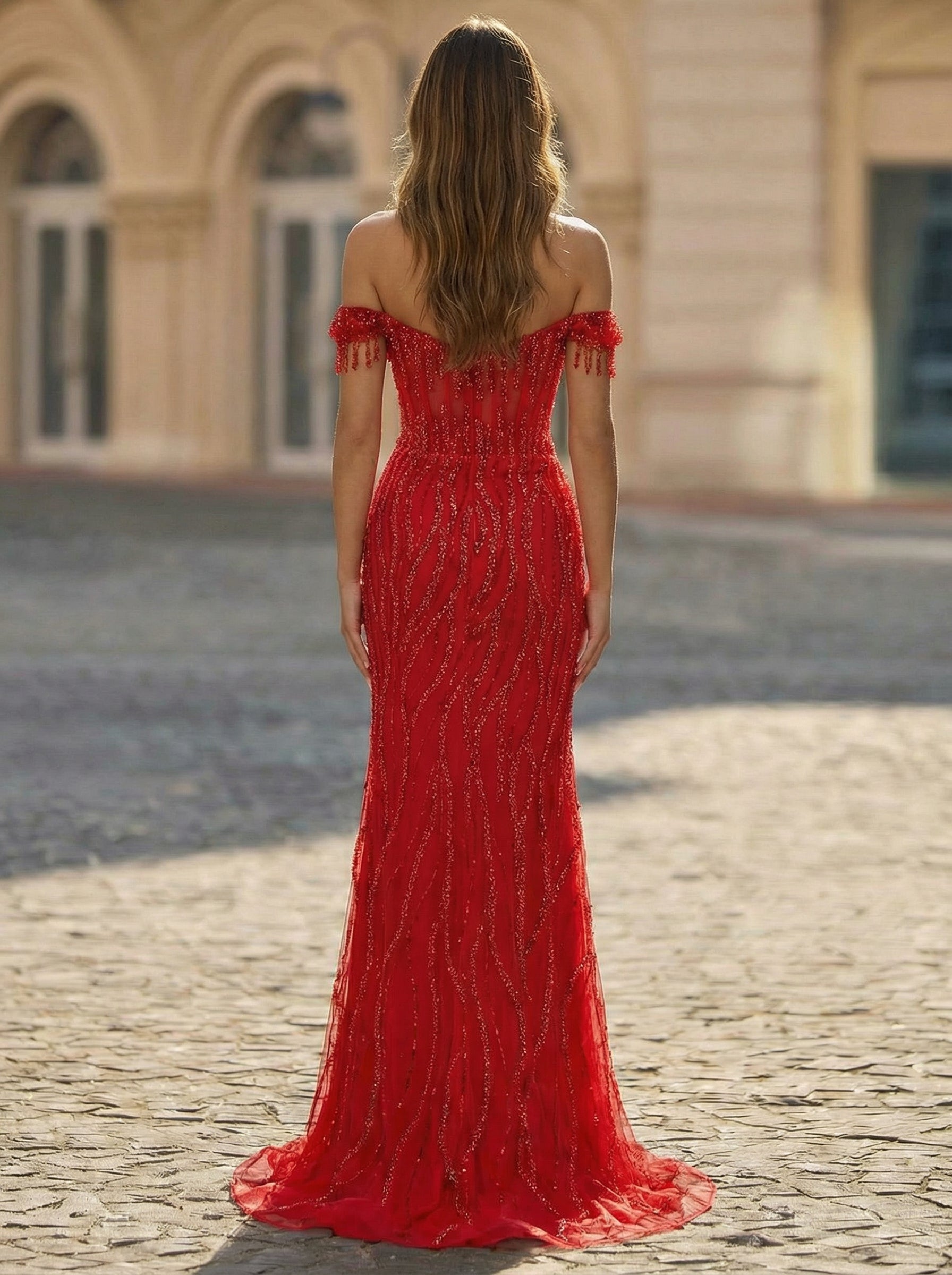 Trumpet/Mermaid Off the Shoulder Sweep Train Sequin Maxi Dresses With Sequins