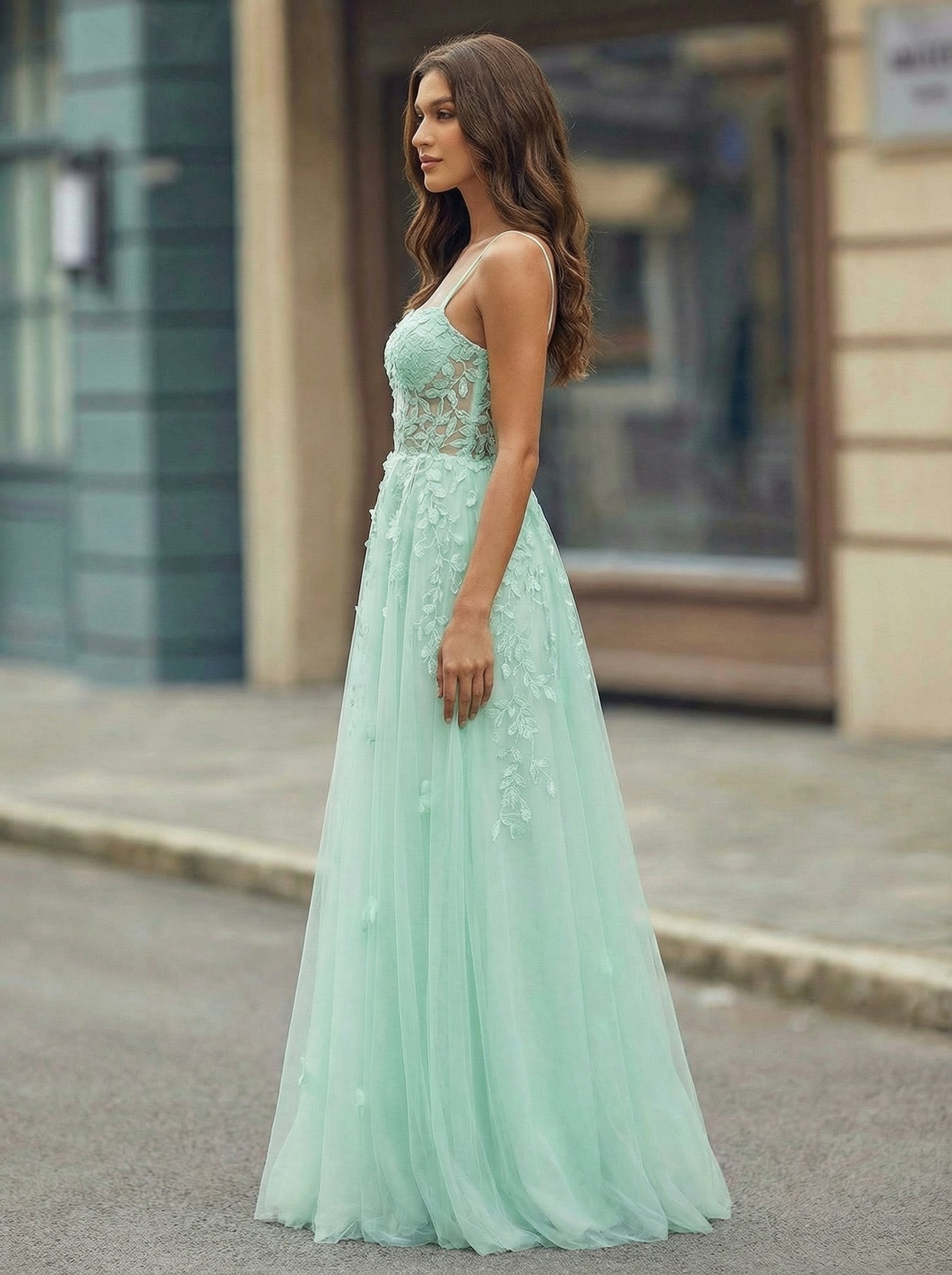 Sleeveless Sweetheart 3D Floral Tulle Trumpet/Mermaid Maxi Dress