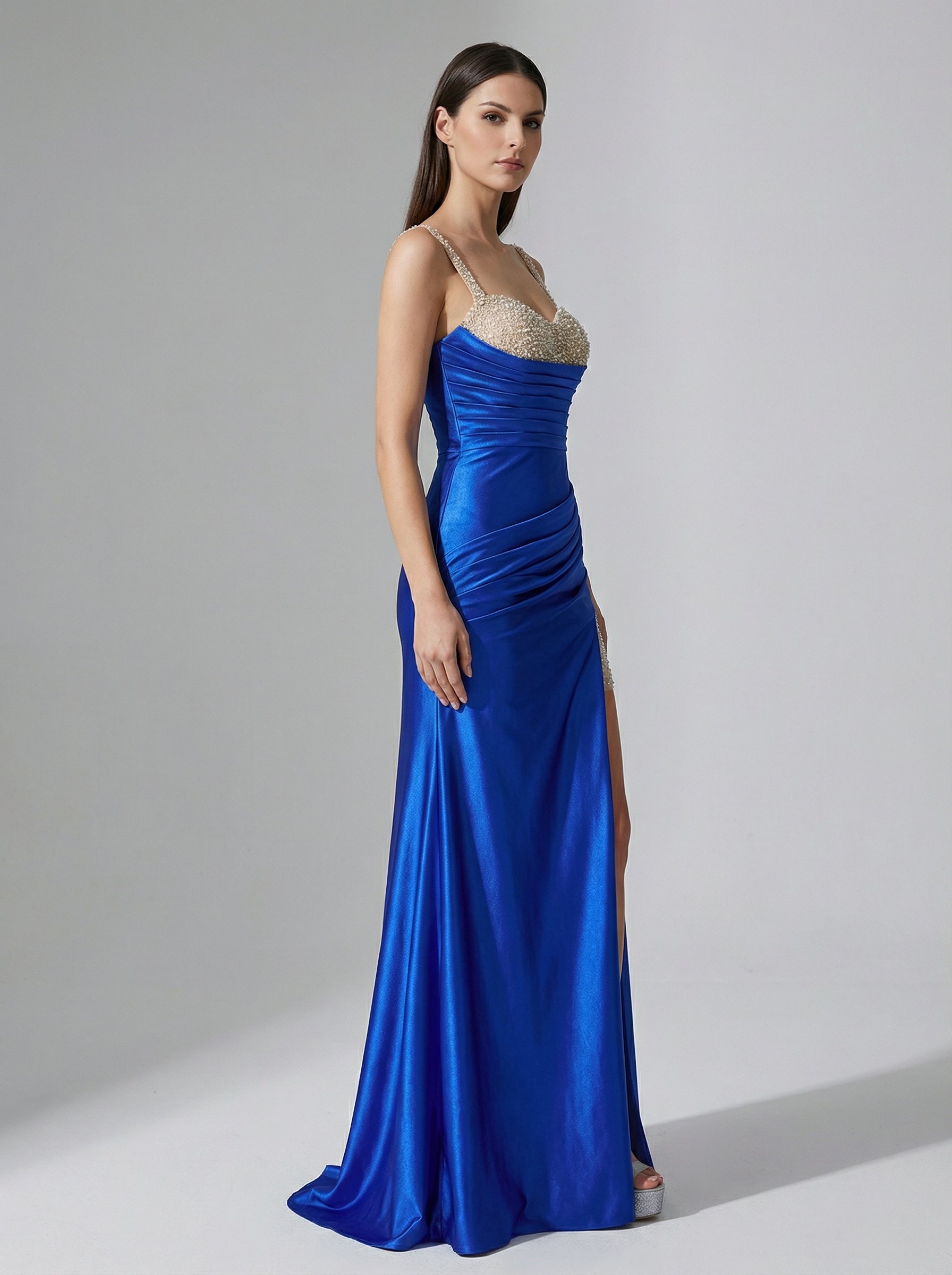 Trumpet/Mermaid Sweetheart Sweep Train Jersey Prom Dresses With Beading Sequins
