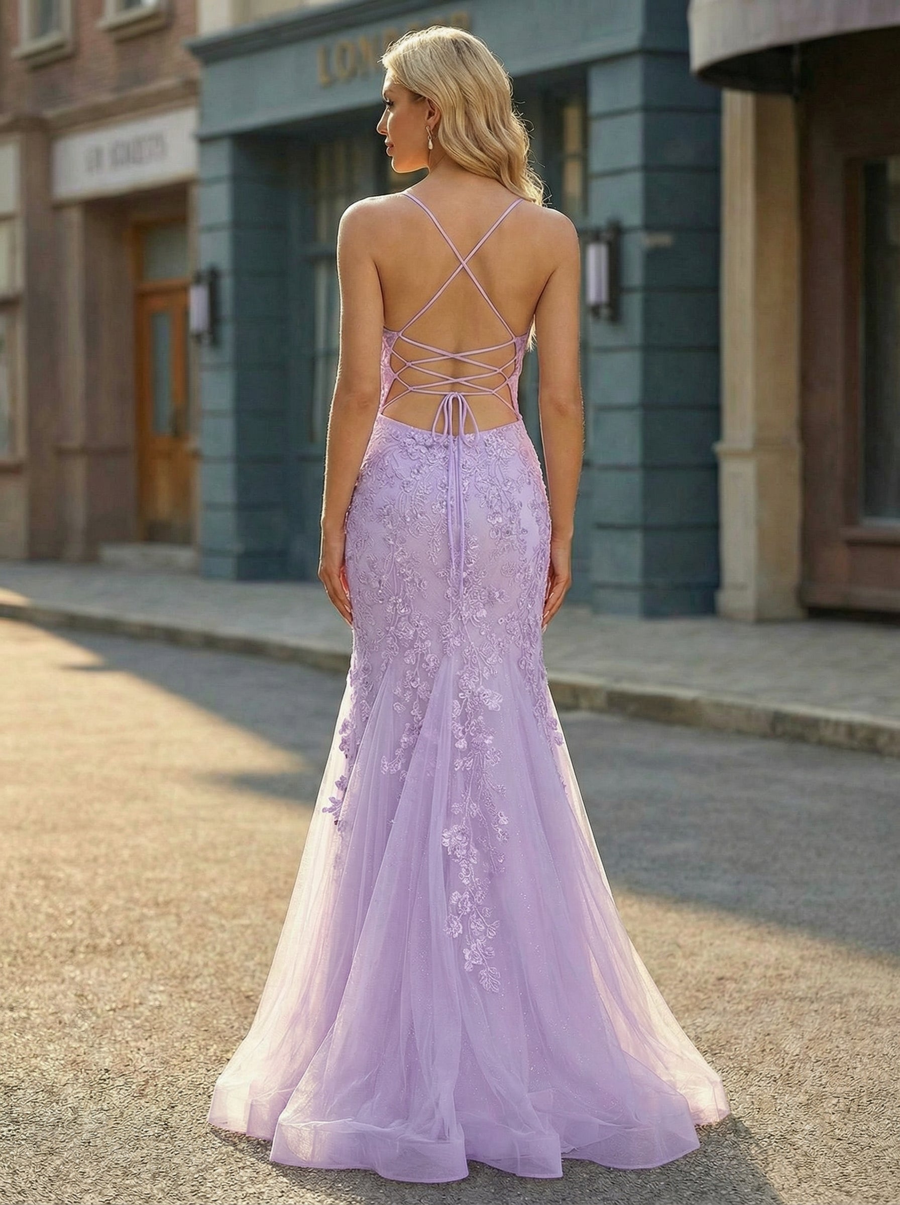 Sleeveless V-Neck Sequins Tulle Trumpet/Mermaid Maxi Dress