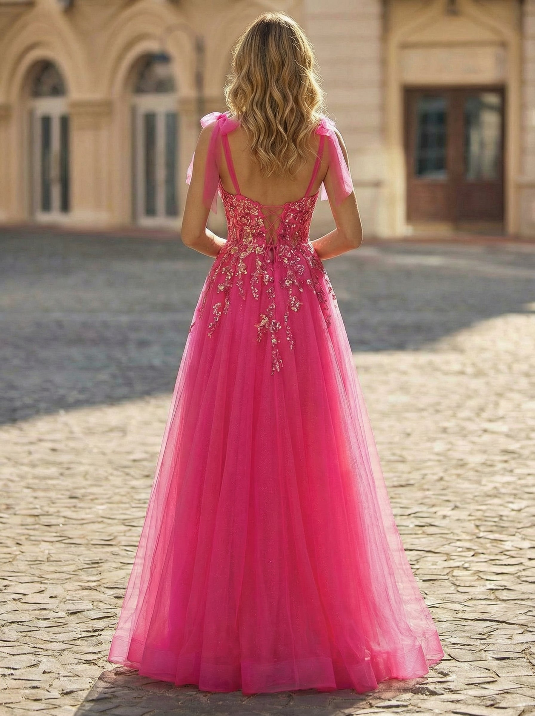 Sleeveless V-Neck Sequins Tulle Ball-Gown/Princess Maxi Dress