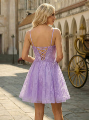 Ball-Gown/Princess Sweetheart Short/Mini Tulle Prom Dresses With Beading Sequins