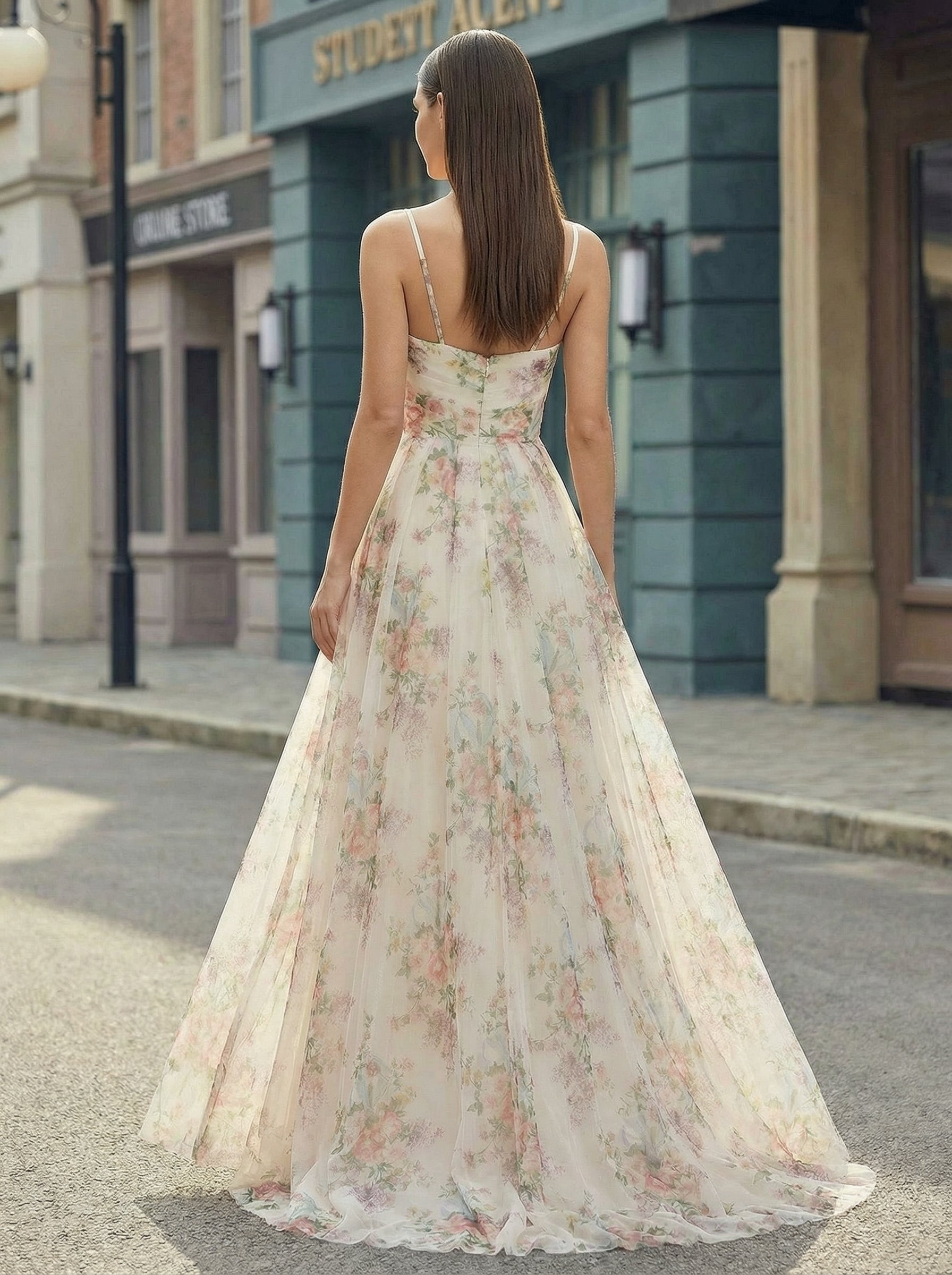 Ball-Gown/Princess Sweetheart Sweep Train Organza Maxi Dresses With Pleated