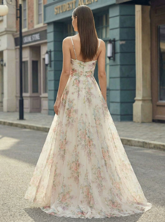 Ball-Gown/Princess Sweetheart Sweep Train Organza Maxi Dresses With Pleated