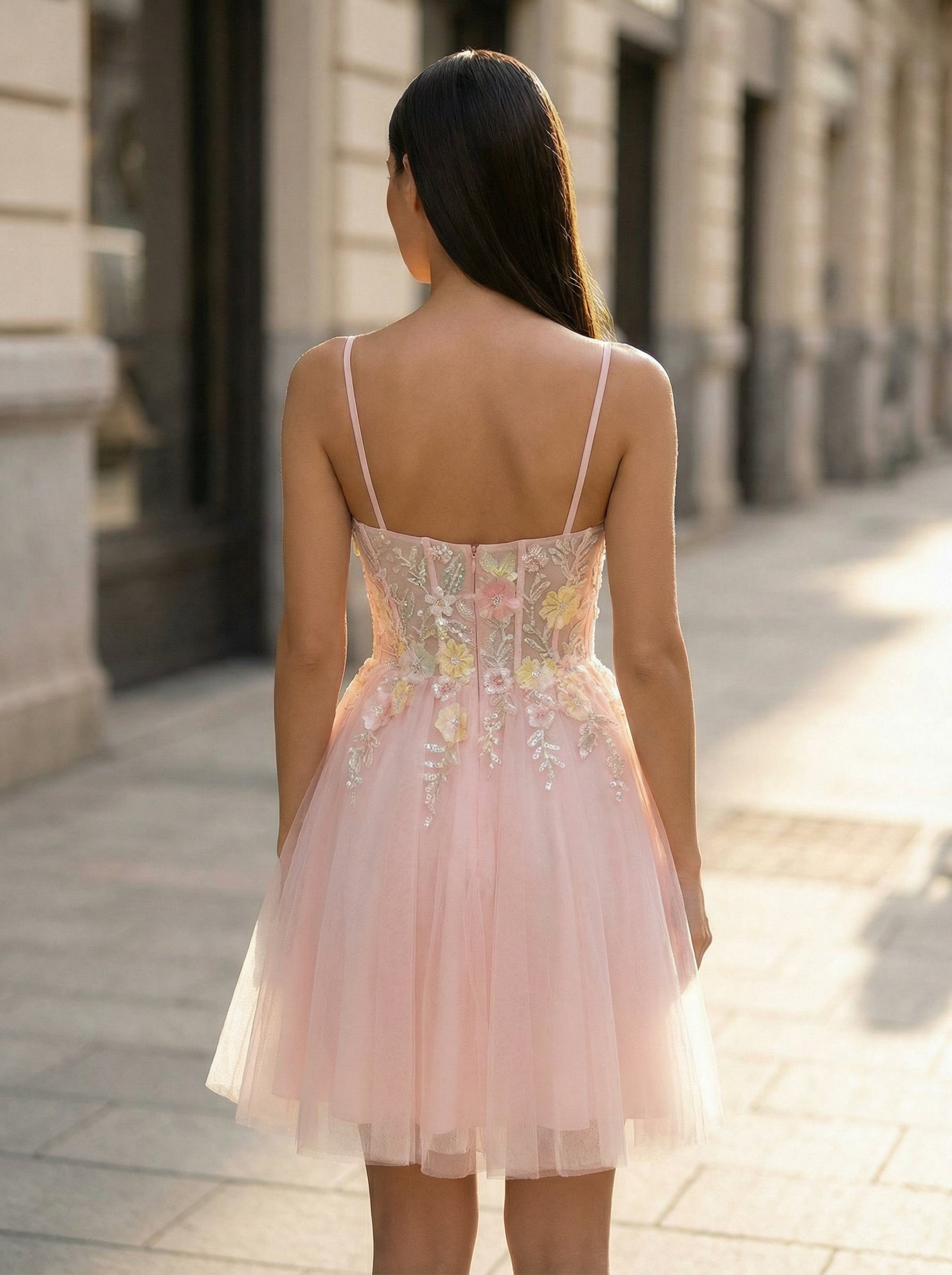 A-line Short Tulle Homecoming Dress With Sequins