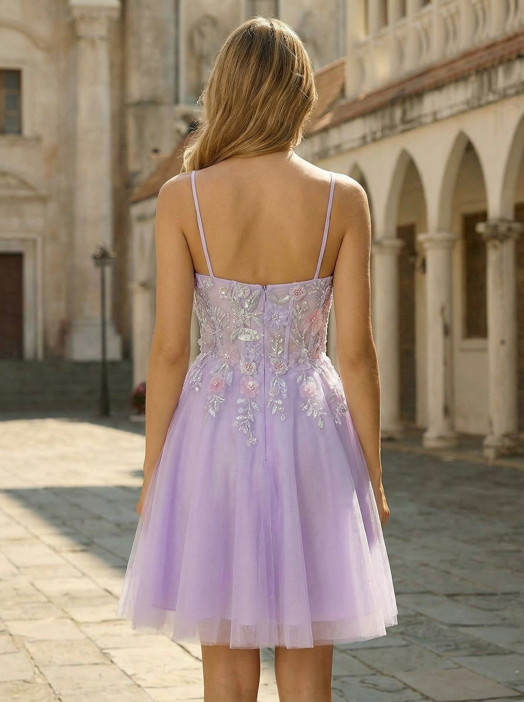 A-line Short Tulle Homecoming Dress With Sequins