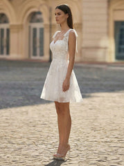 A-line Sleeveless Short Lace Homecoming Dress With Sequins