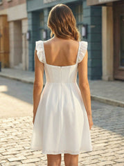 A-line Sleeveless Short Chiffon Homecoming Dress With Ruffle