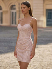 Sheath/Column Sweetheart Short Sequin Homecoming Dress With Beading Sequins