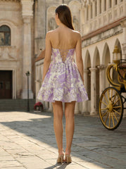 Ball-Gown/Princess Sleeveless Short Jacquard Homecoming Dress