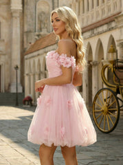 Ball-Gown/Princess  Short Tulle Homecoming Dress With 3D Floral