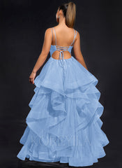 Ball-Gown/Princess Scoop Floor-Length Tulle Maxi Dresses With Rhinestone Beading