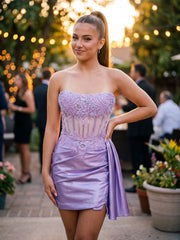 The Y2K Dream Beaded Corset Satin Mini | Prom & HoCo