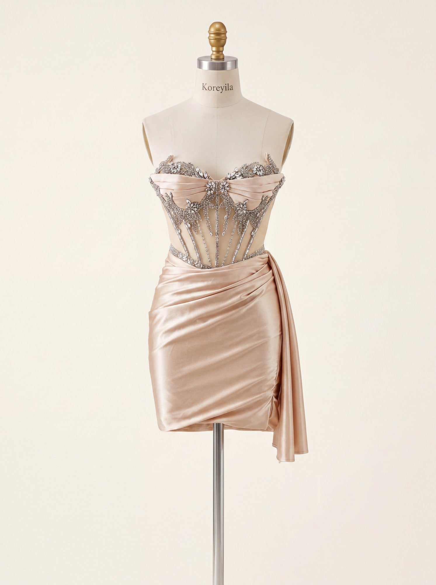 The Y2K Baddie Rhinestone Corset Satin Mini | Prom & HoCo