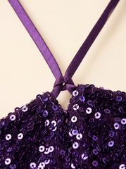 The Y2K Dream Purple Sequin Lace-Up Mini | Prom & HoCo